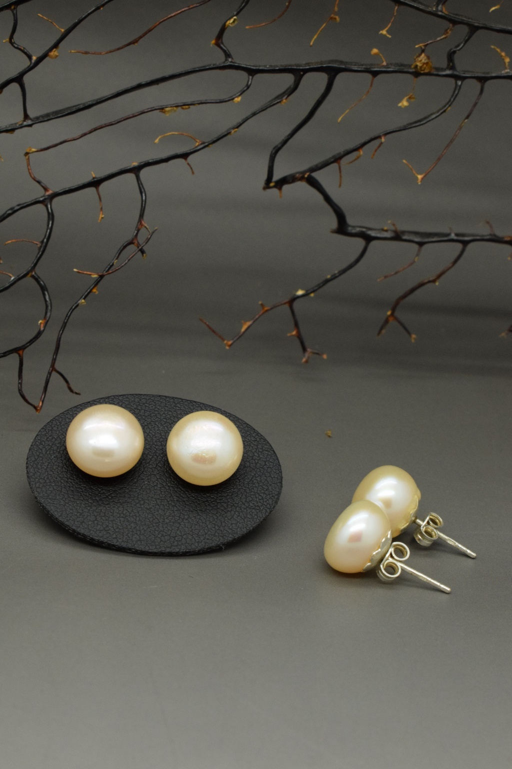 Orecchini di perle di fiume rosa salmone chiaro, 3a misura in argento 925