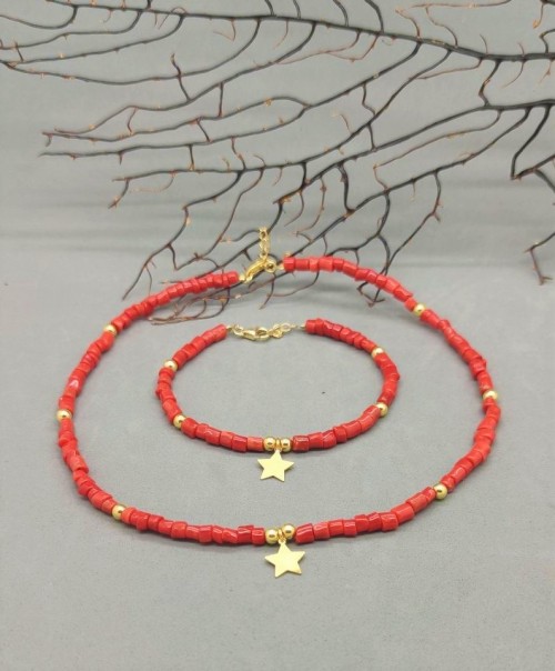 Collana in corallo rosso, perle e perle barocche – Midì Jewels Collana in corallo rosso, perle e perle barocche – Midì Jewels