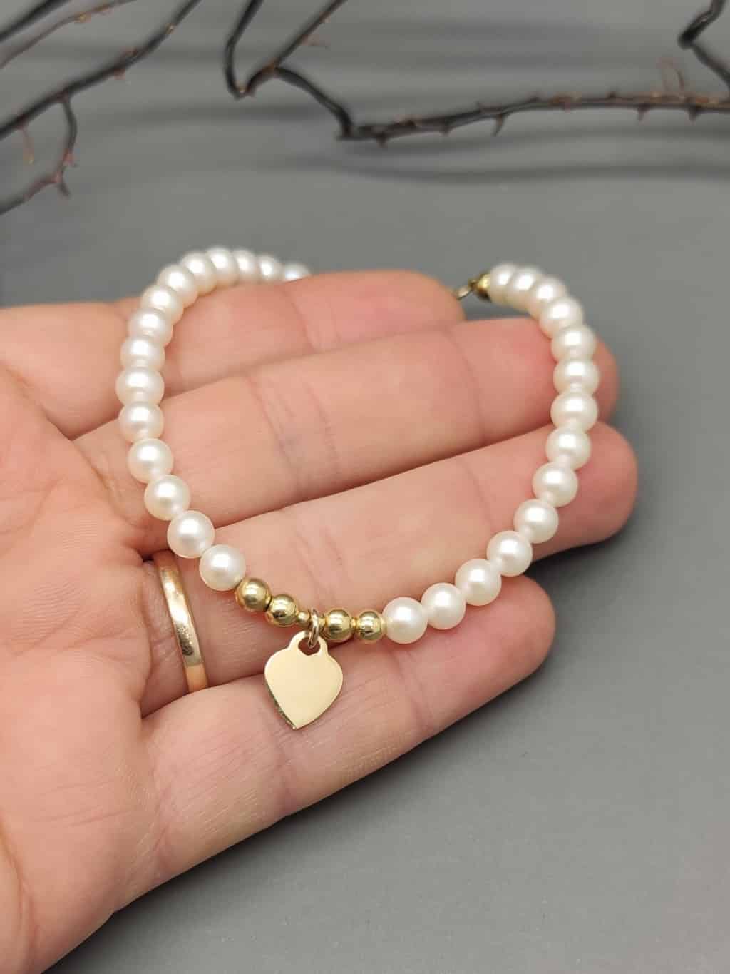 YAZILIND Bracciale In Pietra Naturale A Forma Di Cuore, Elastico, Con Perle, Regalo Amicizia, Taglia Unica