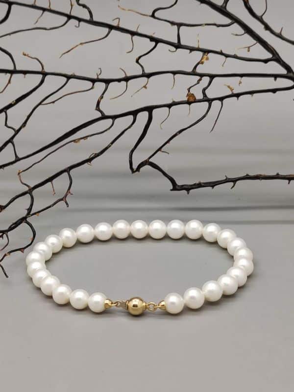 Bracciale In Perle Di Acqua Dolce 9.5 Mm Chiusura A Cuore Oro Rosa - Foto 2